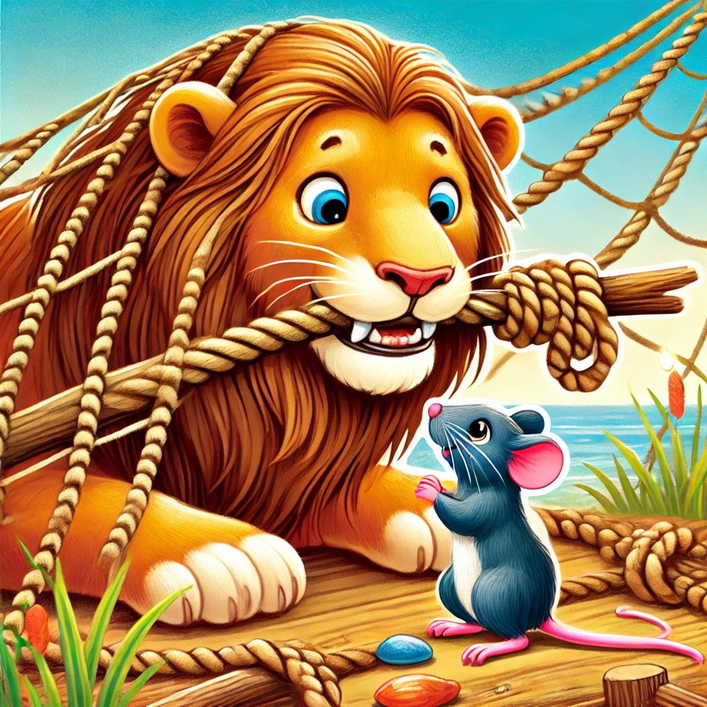 DALL·E-5 The Lion and the Clever Mouse