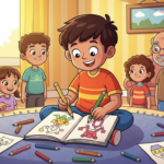 cartoon illustration of a boy with a magical pencil – moral story for kids