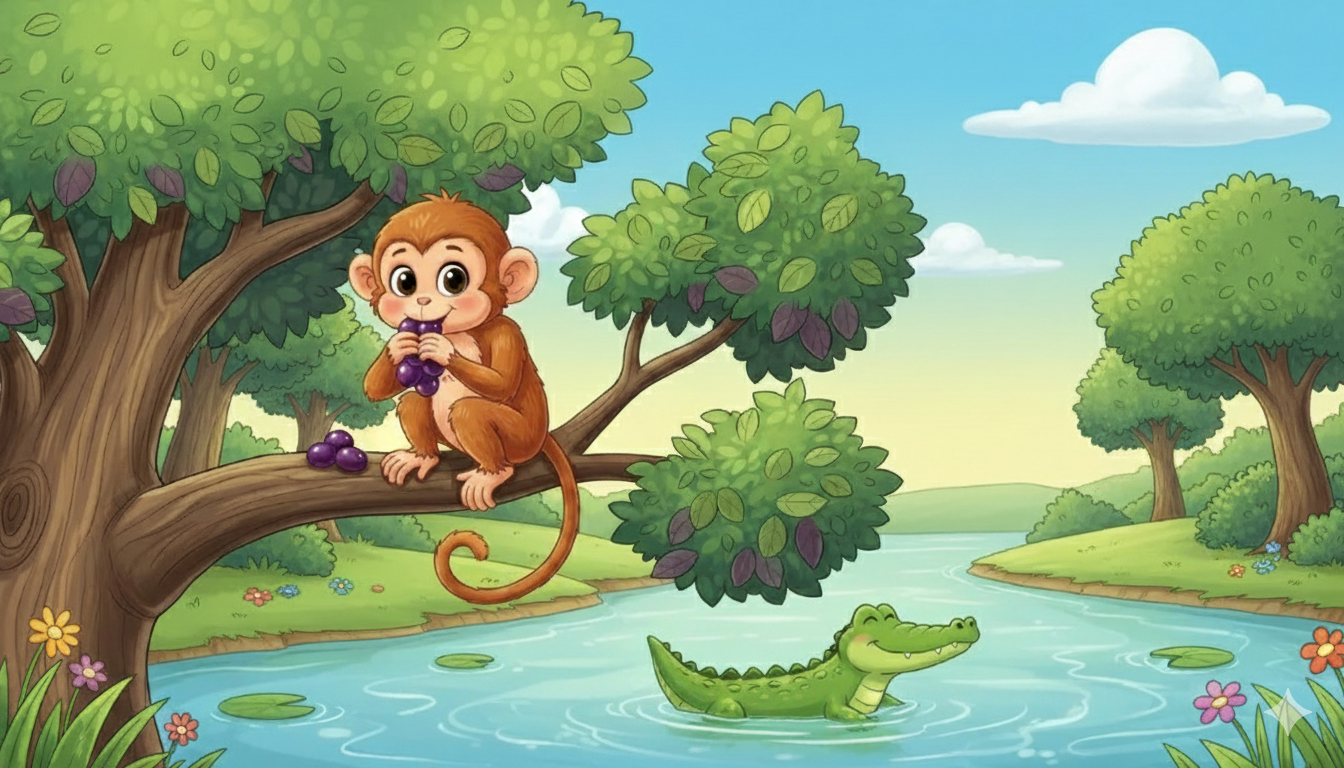 Stories for Kids in Hindi – The Monkey and the Crocodile Story for Kids.