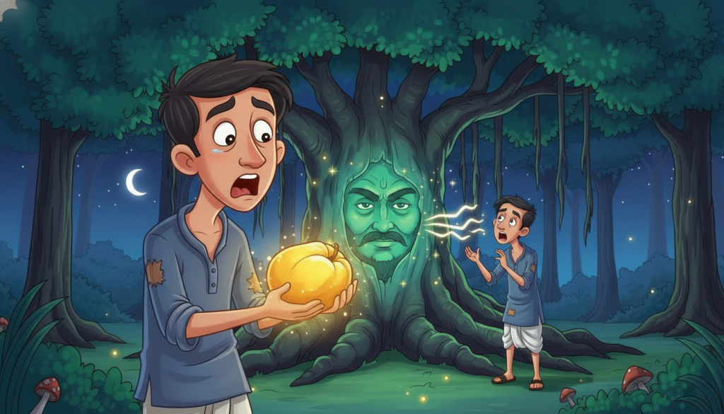 Greedy farmer Raghu feeling jealous small village farm Hindi moral story