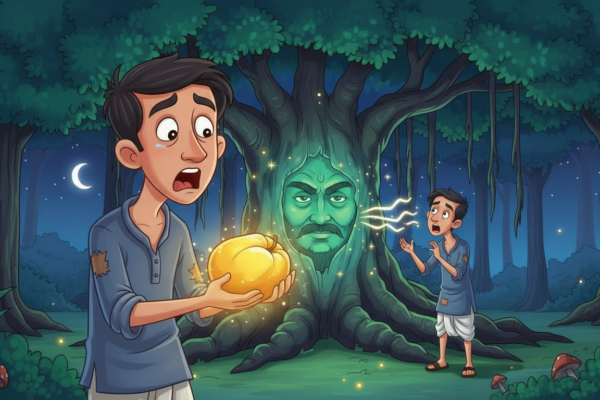 Greedy farmer Raghu feeling jealous small village farm Hindi moral story