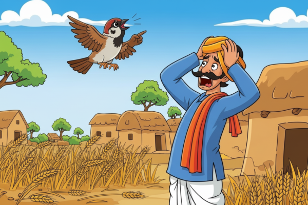 Careless farmer loss sparrow lesson Hindi moral story thumbnail