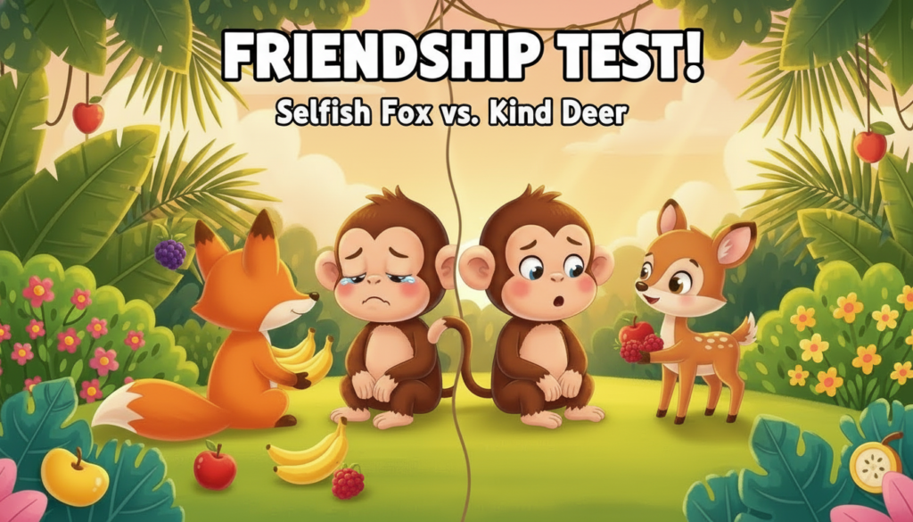 True vs selfish friend monkey story Hindi thumbnail