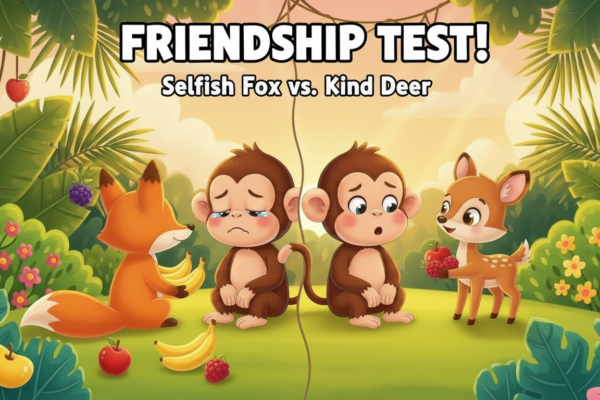 True vs selfish friend monkey story Hindi thumbnail