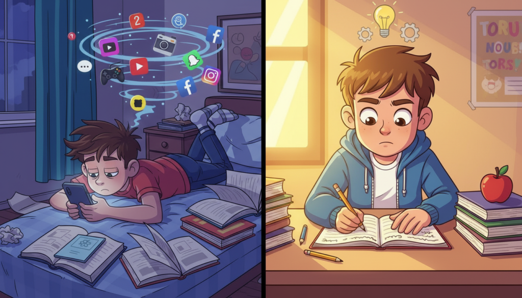 Lazy vs focused student time management transformation Hindi story thumbnail
